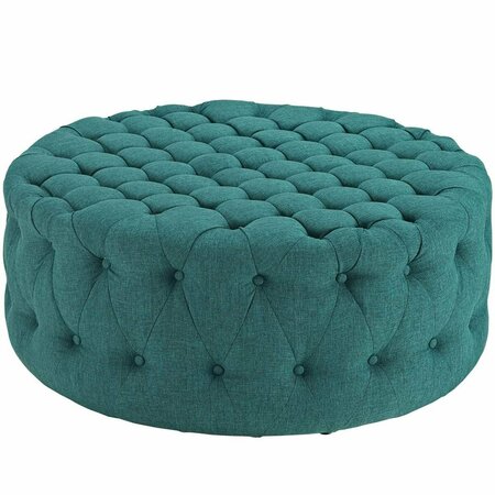 MODWAY FURNITURE 16.5 H x 40 W x 40 L in. Amour Upholstered Fabric Ottoman, Teal EEI-2225-TEA
